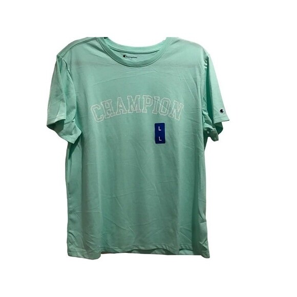 Womens Large T-shirt Champion Logo Mint Green Crew neck short sleeve NEW - Picture 1 of 1